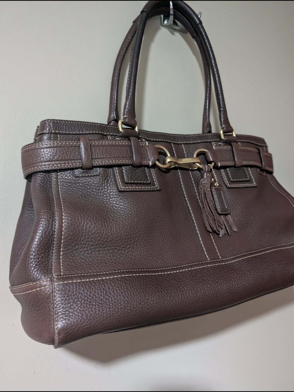 Vintage Coach Hamptons Carryall Travel Tote - Brown Pebbled Leather - Picture 2 of 9